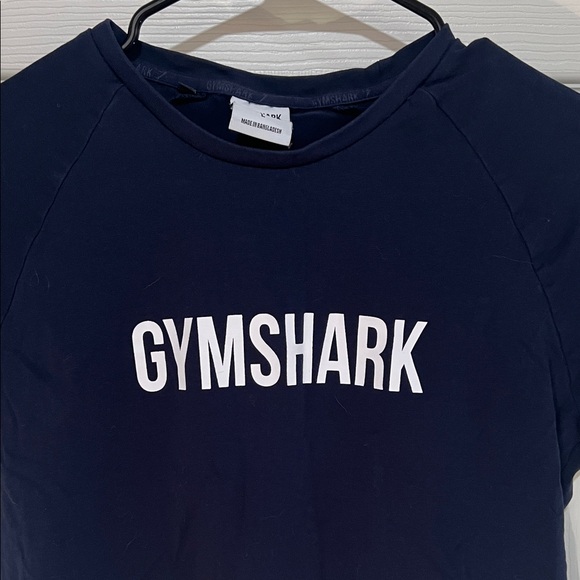 Gymshark Dark Blue Crop Top with White Logo - Picture 2 of 7